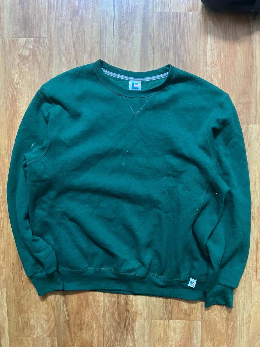 Russell Athletic Sweatshirt Size L Green Crewneck Pullover Fleece